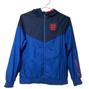 Nike England National Soccer Team Blue Windrunner Jacket Youth Large Windbreaker